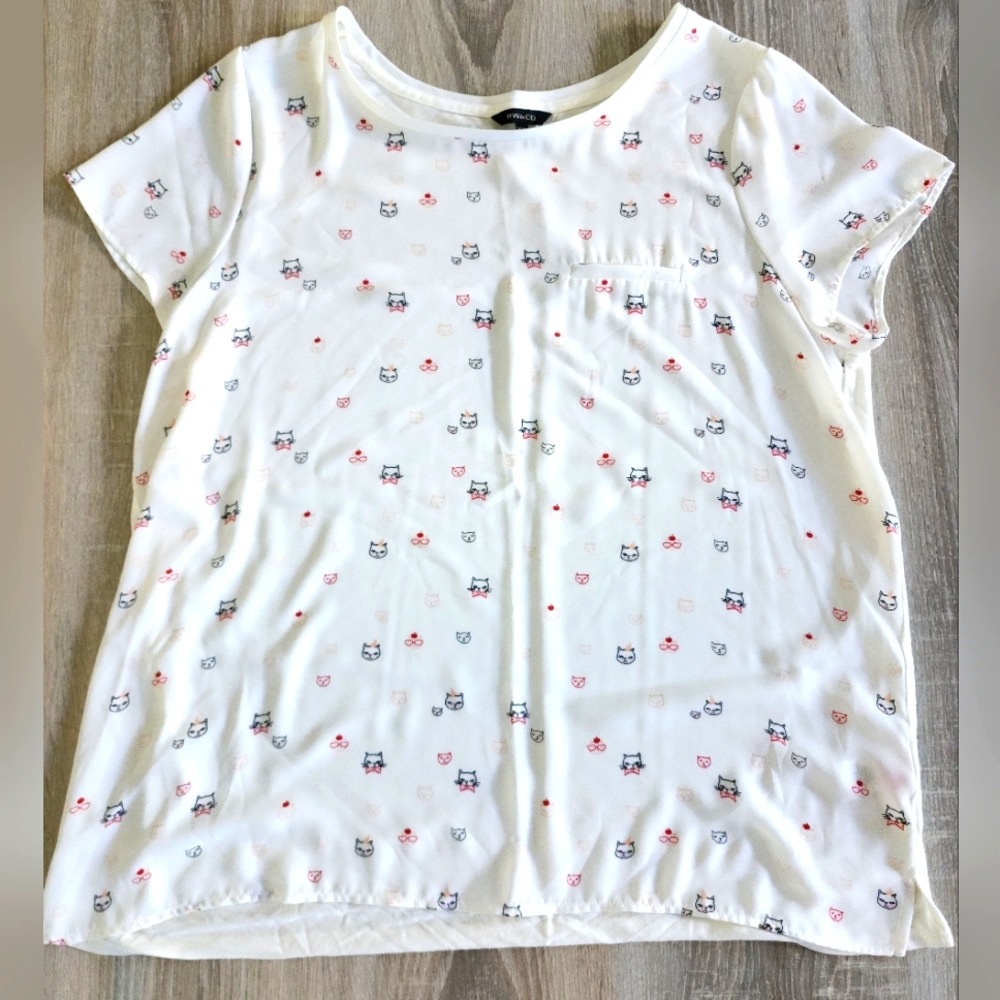 RW&CO White cat Print Tank Top